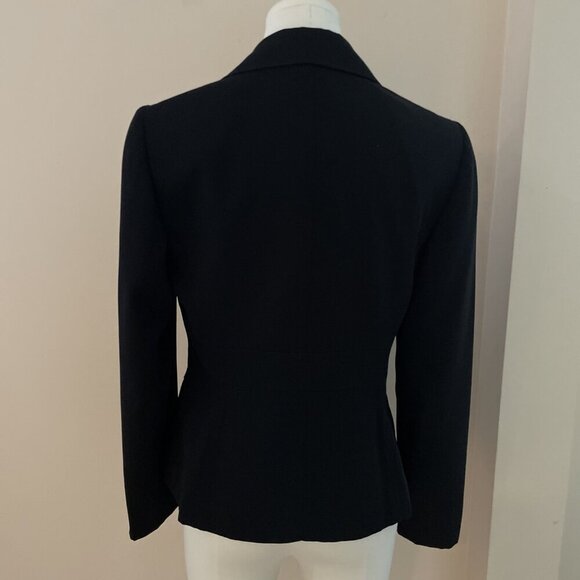 Tahari Authur S Levine Snap Front Jacket Blazer Sz 4P Black Zip Pockets Moto - Picture 4 of 9